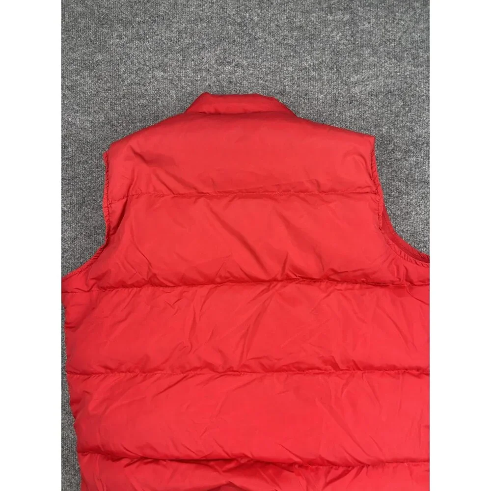 Vintage LL Bean Vest Mens Small Red Nylon Puffer Snap Front Outdoor Hiking‎